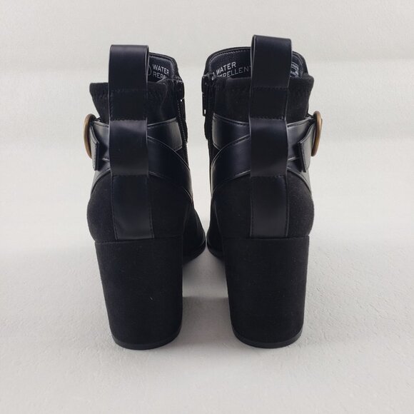 Vionic Tenley Ankle Boot Womens 7.5 Black Suede Side Zip Buckle Comfort Heeled - Picture 9 of 14